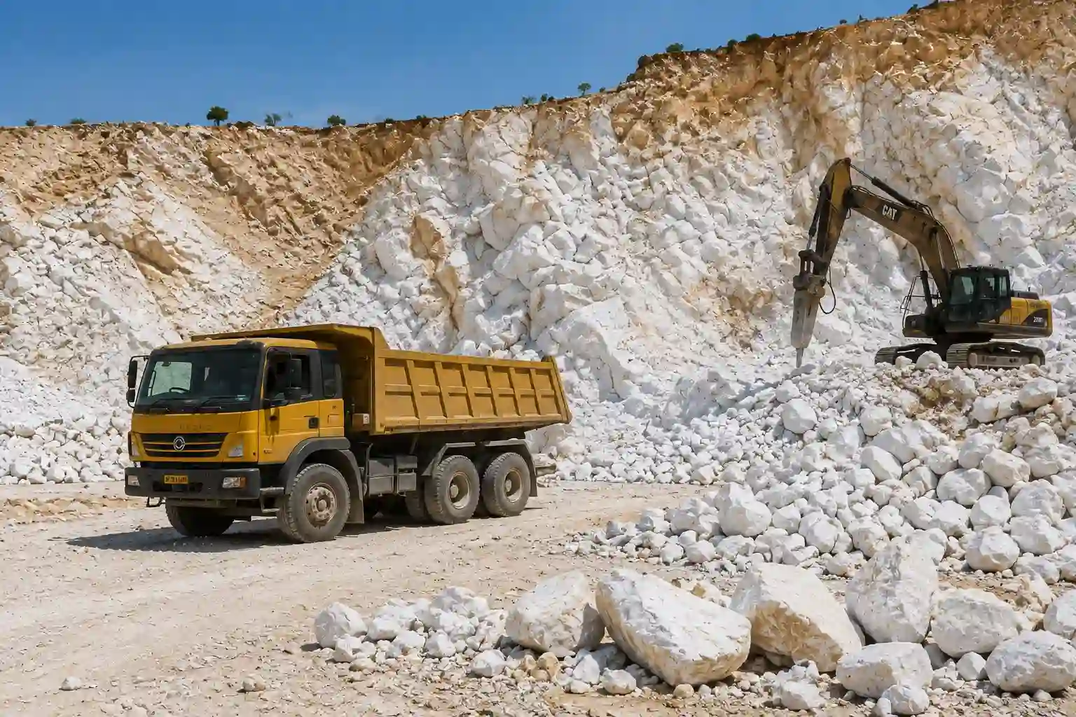 High-purity quartz lumps at our own mine in Andhra Pradesh